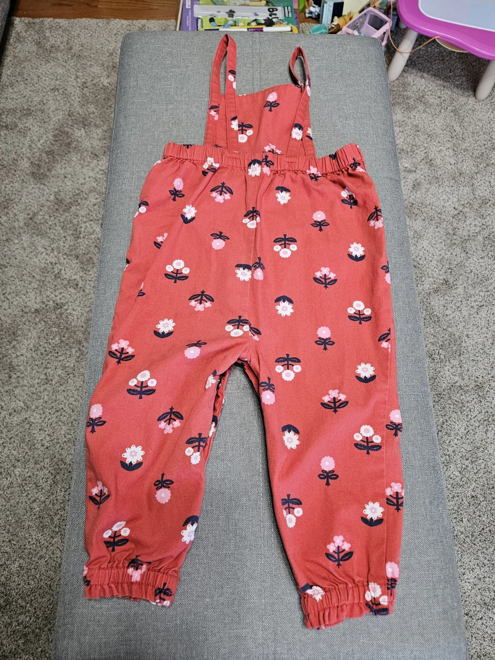 Old Navy Red Floral Girls Overalls
